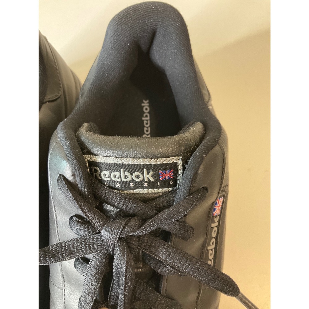Reebok‎ Classic Sneakers Black Leather Low Profile Retro Comfort Sporty 10.5 - Picture 7 of 10